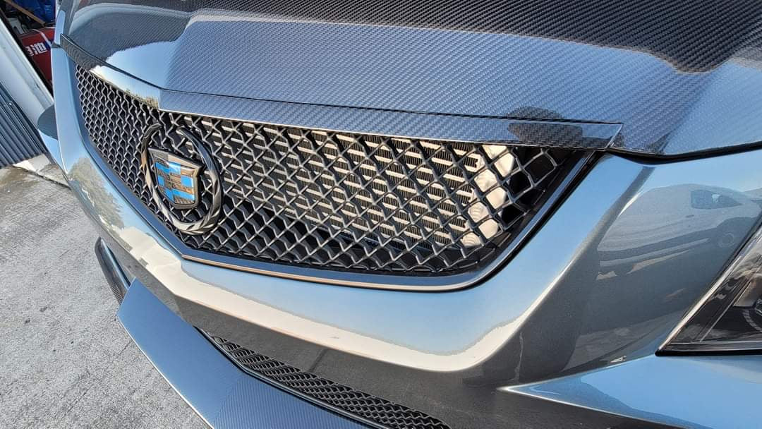 2009-2015 Cadillac CTS and CTS-V V2 | Carbon Fiber Hood Trim Molding Replacement